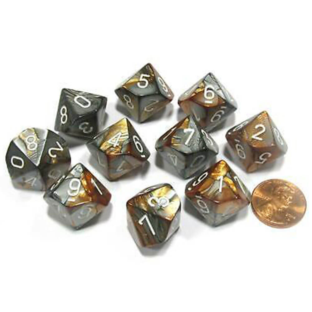 Chessex D10 Polyedrisches Gemini-Set mit 10 Würfeln