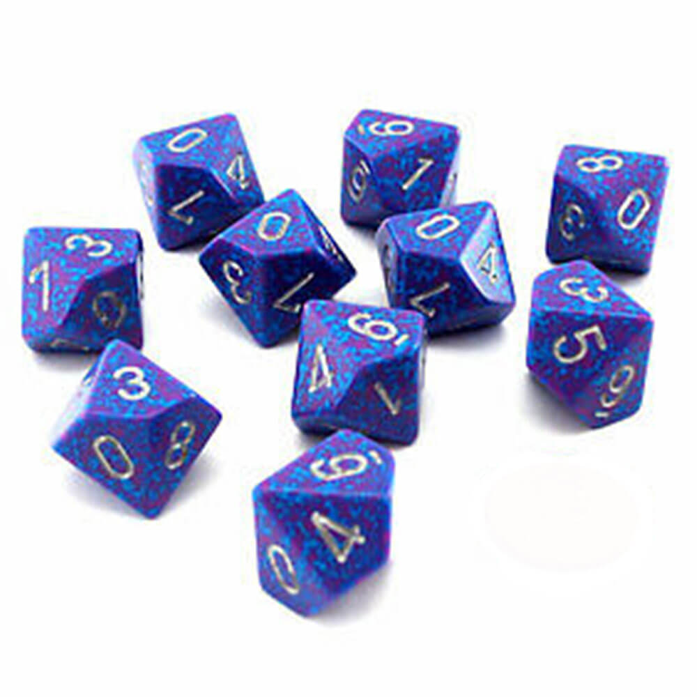 Chessex D10 Polyedrisches Set mit 10 gesprenkelten Würfeln