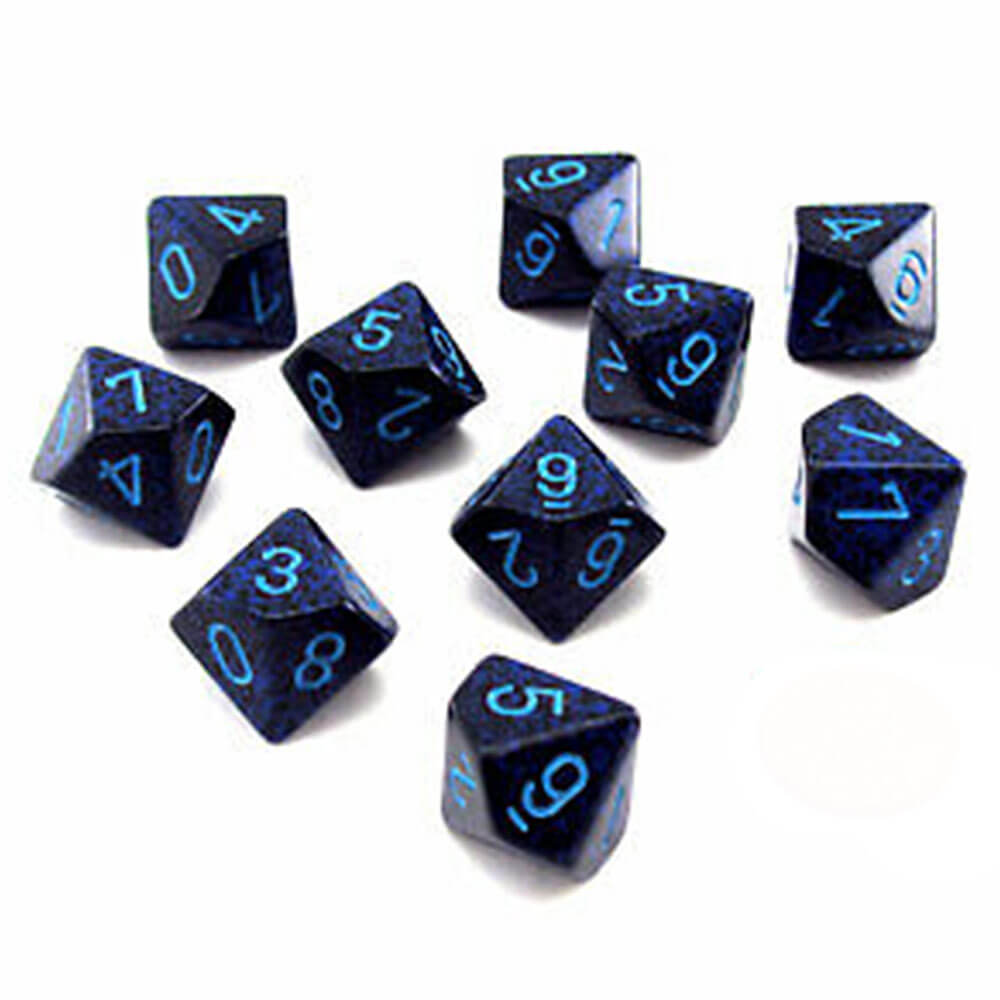 Chessex D10 Polyedrisches Set mit 10 gesprenkelten Würfeln