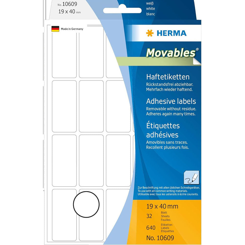 ヘルマの取り外し可能な多目的ラベル24pc(白)