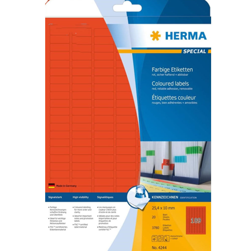 Herma Removable ColoredラベルA4 20pc(25.4x10mm)