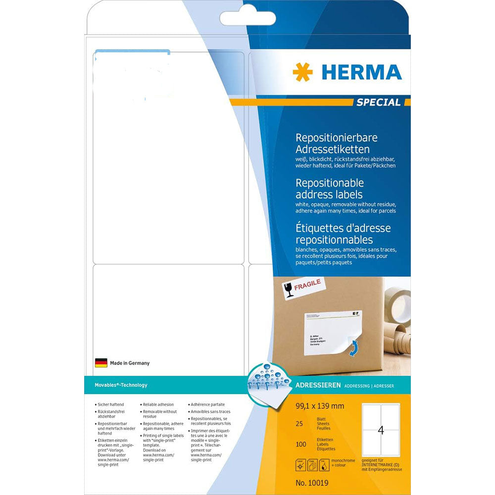 Herma Removable Opaque Labels A4 25pc(白)