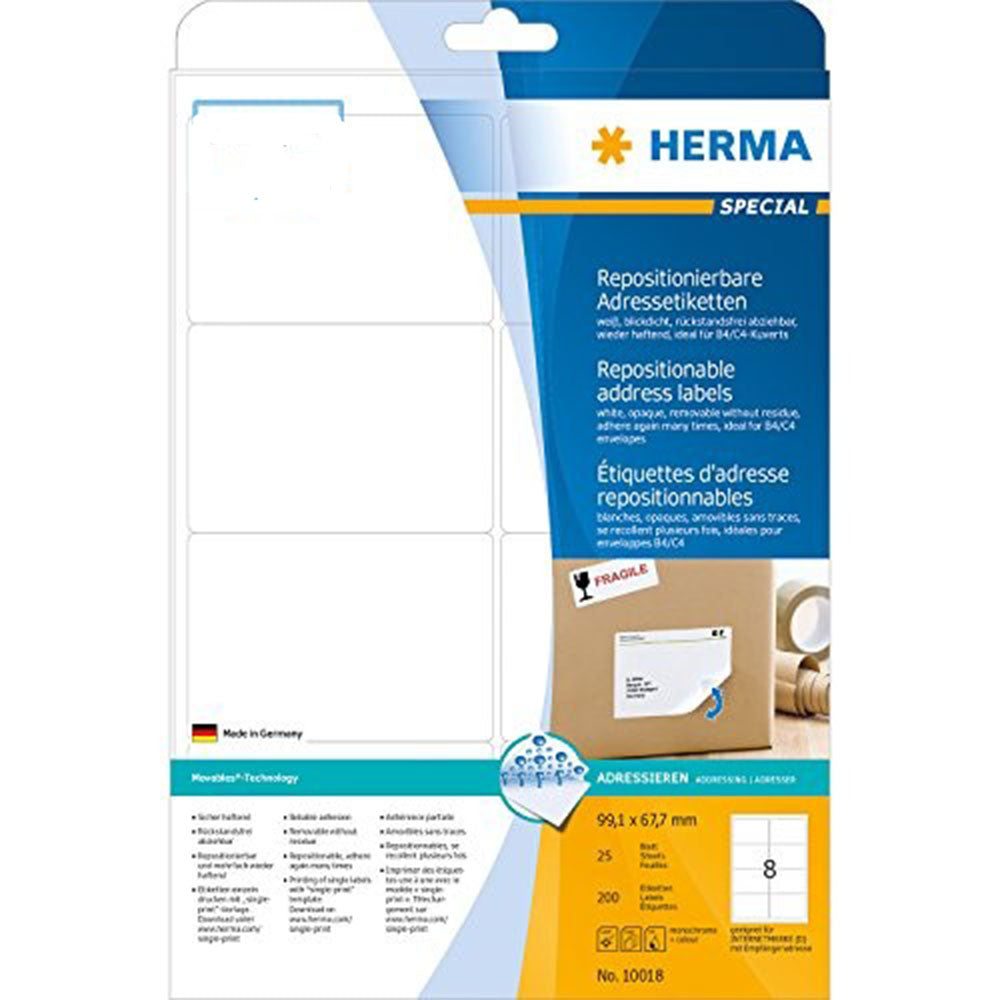 Herma Removable Opaque Labels A4 25pc(白)
