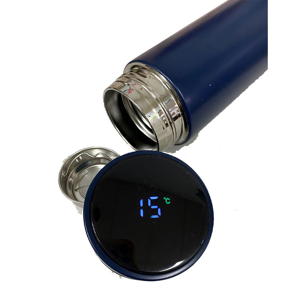 Thermoskanne aus Metall mit Temperaturanzeige