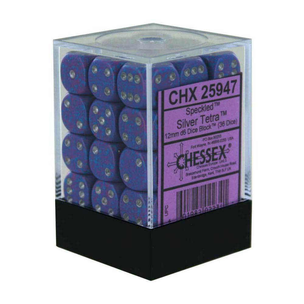 D6 Würfel gesprenkelt 12 mm (36 Würfel)