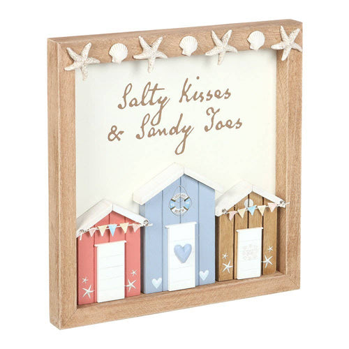 Salty Kisses 3D Shell Beach Hut MDF Plaque