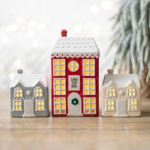 Christmas Village Ceramic LED Light Up Houses