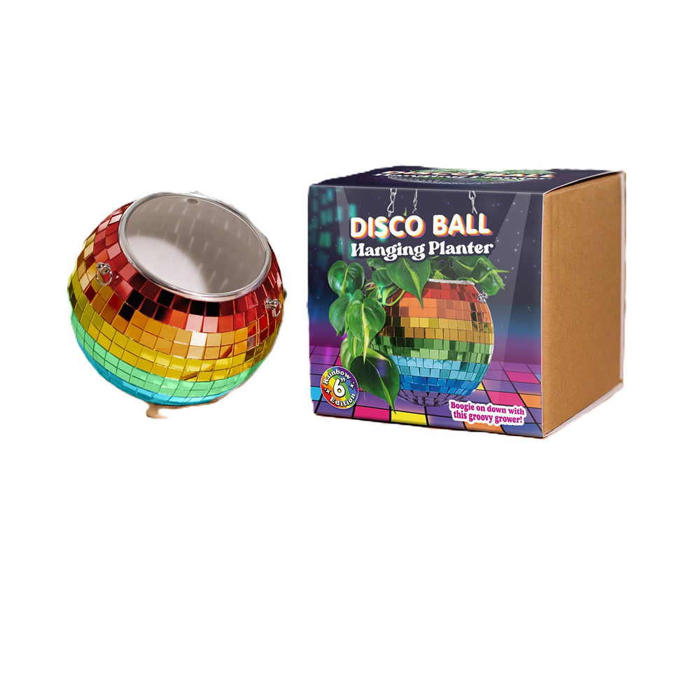 Bubblegum Stuff Rainbow Disco Ball Hanging Planter