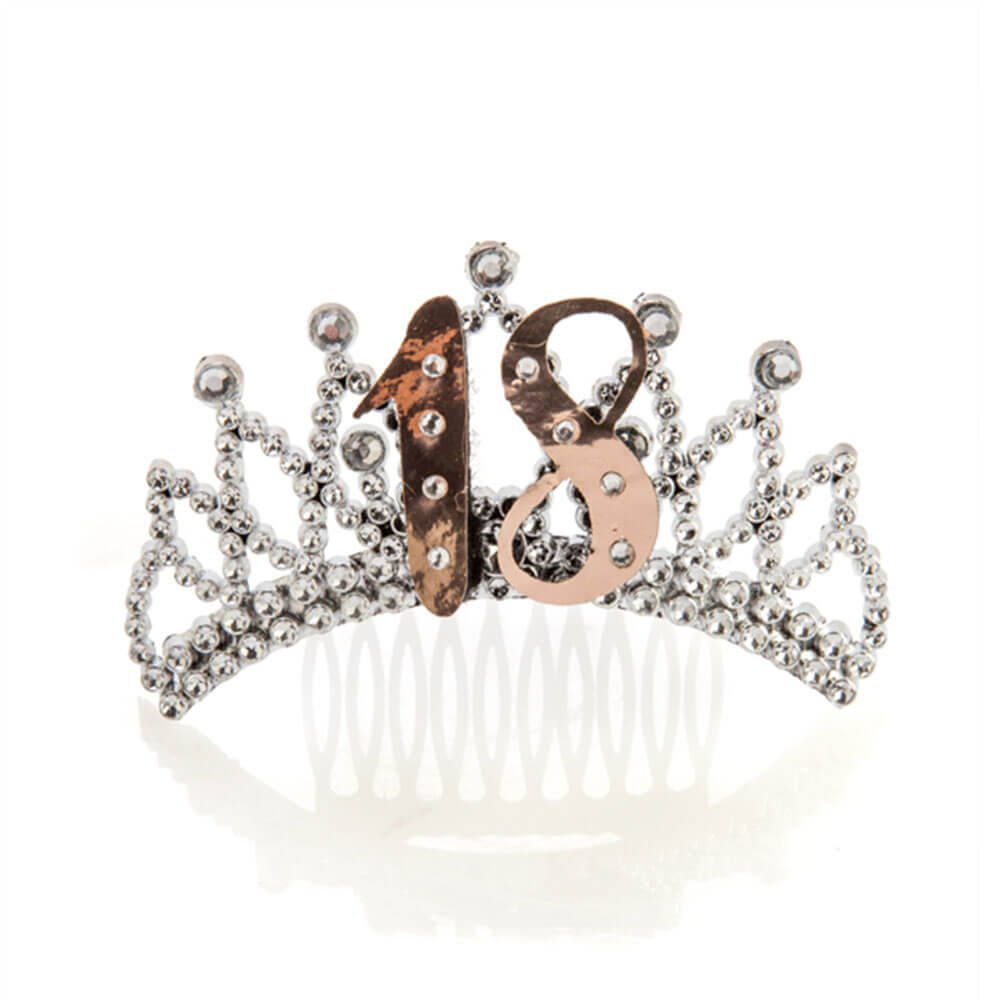 Tiara aus Roségold und Silber