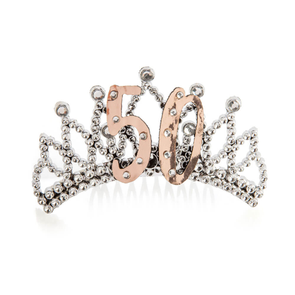Tiara aus Roségold und Silber