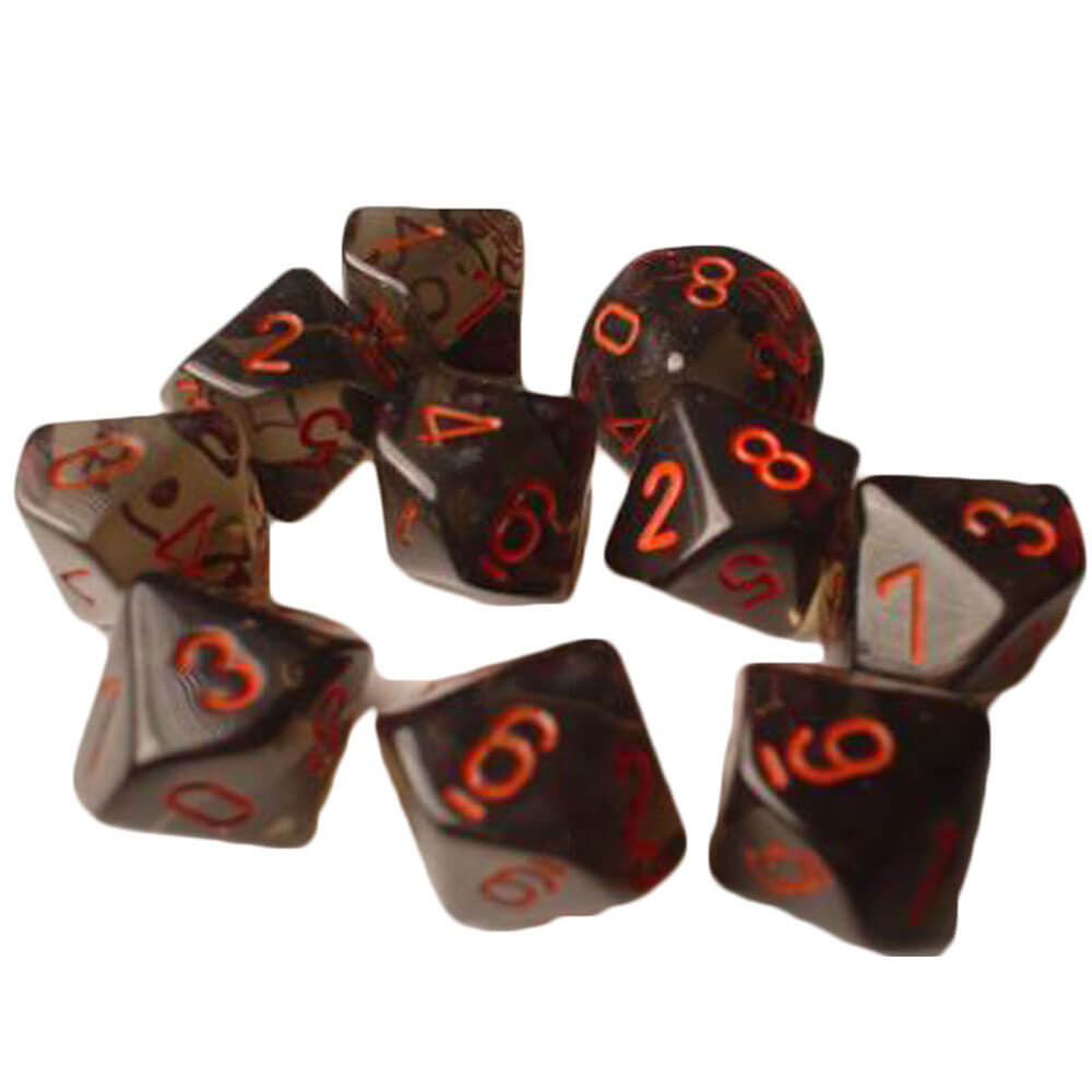Chessex D10 Polyedrisches 10-teiliges durchscheinendes Set
