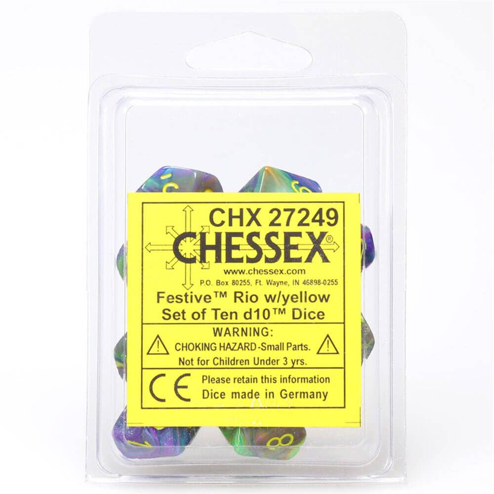 Chessex D10 Polyedrisches 10-teiliges Festtagsset