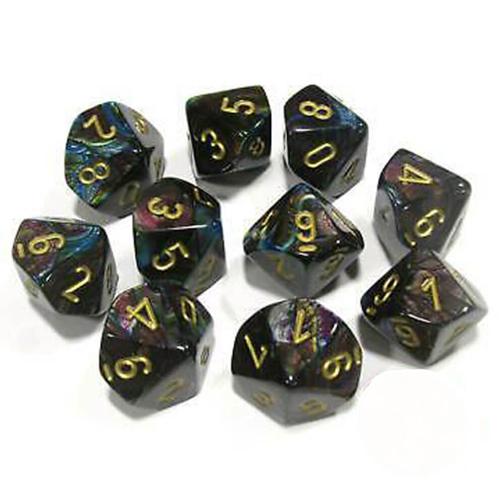 Chessex D10 Polyedrisches 10-teiliges glänzendes Set
