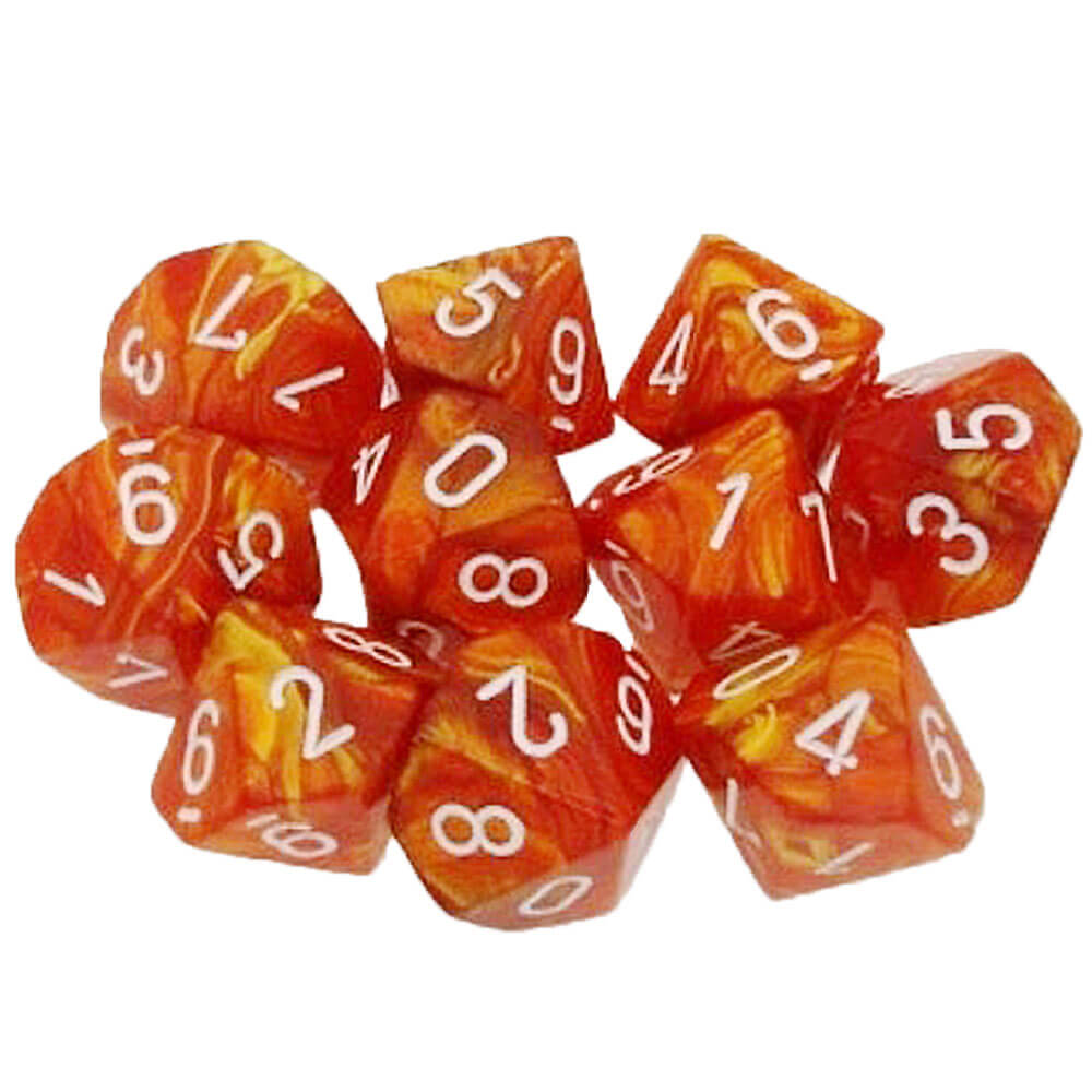 Chessex D10 Polyedrisches 10-teiliges glänzendes Set