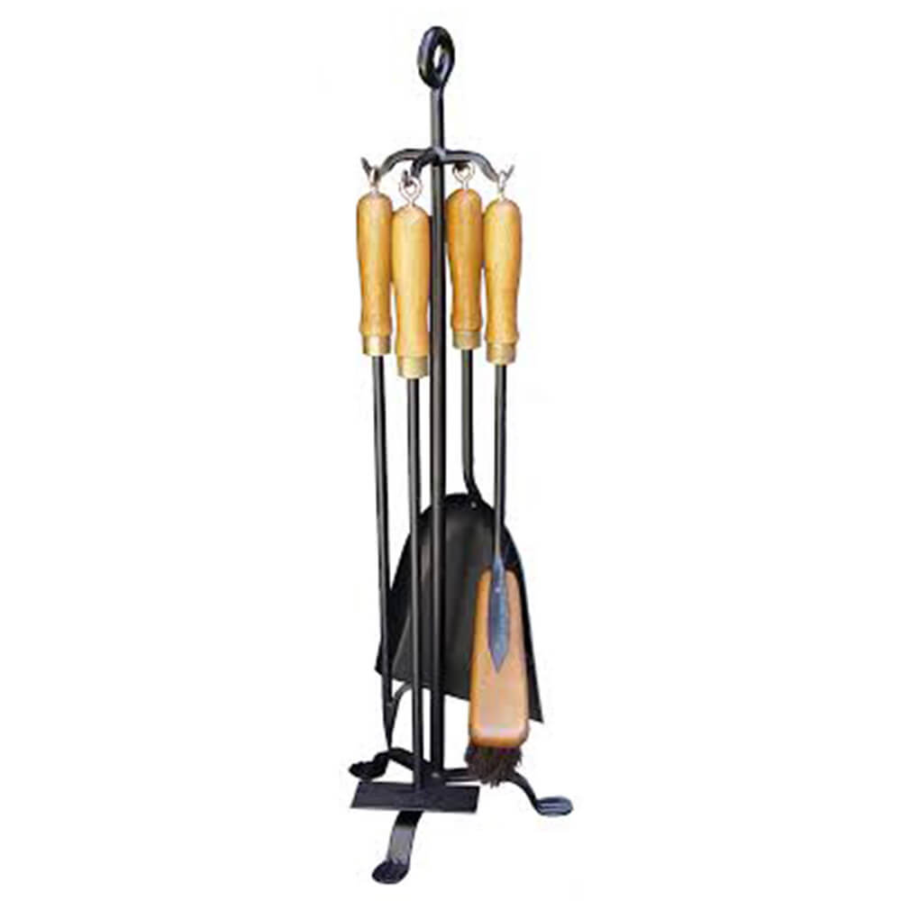 FireUp Feuerwerkzeug-Set, Holzgriff mit Ständer