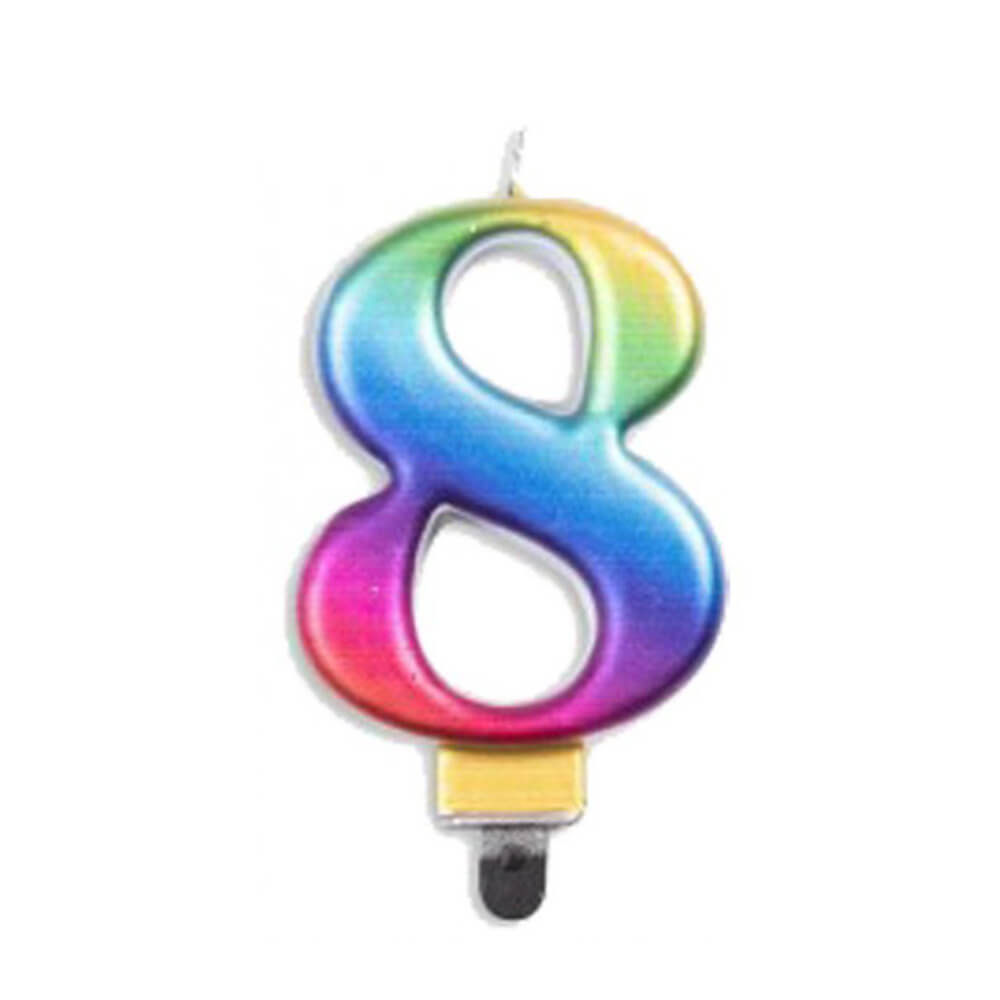 Alpen Metallic Regenbogen-Zahlenkerze