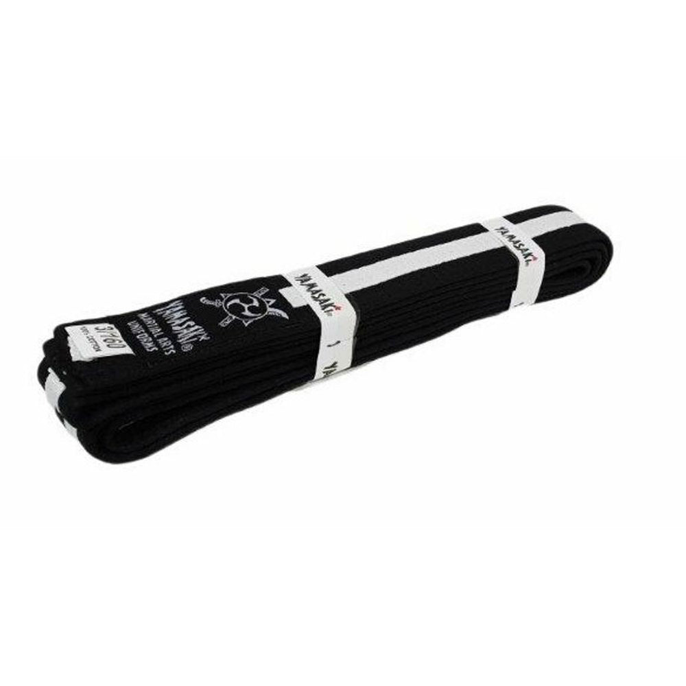 Yamasaki Coloured Martial Arts Belts with White Stripe (Black)